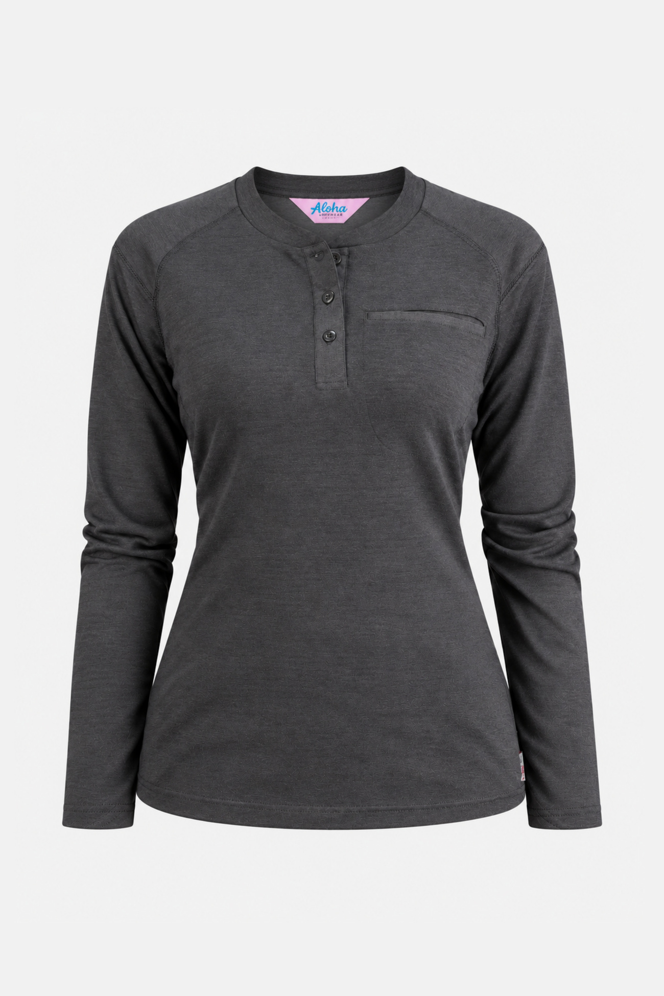 Aloha Inherent Raglan Henley Charcoal