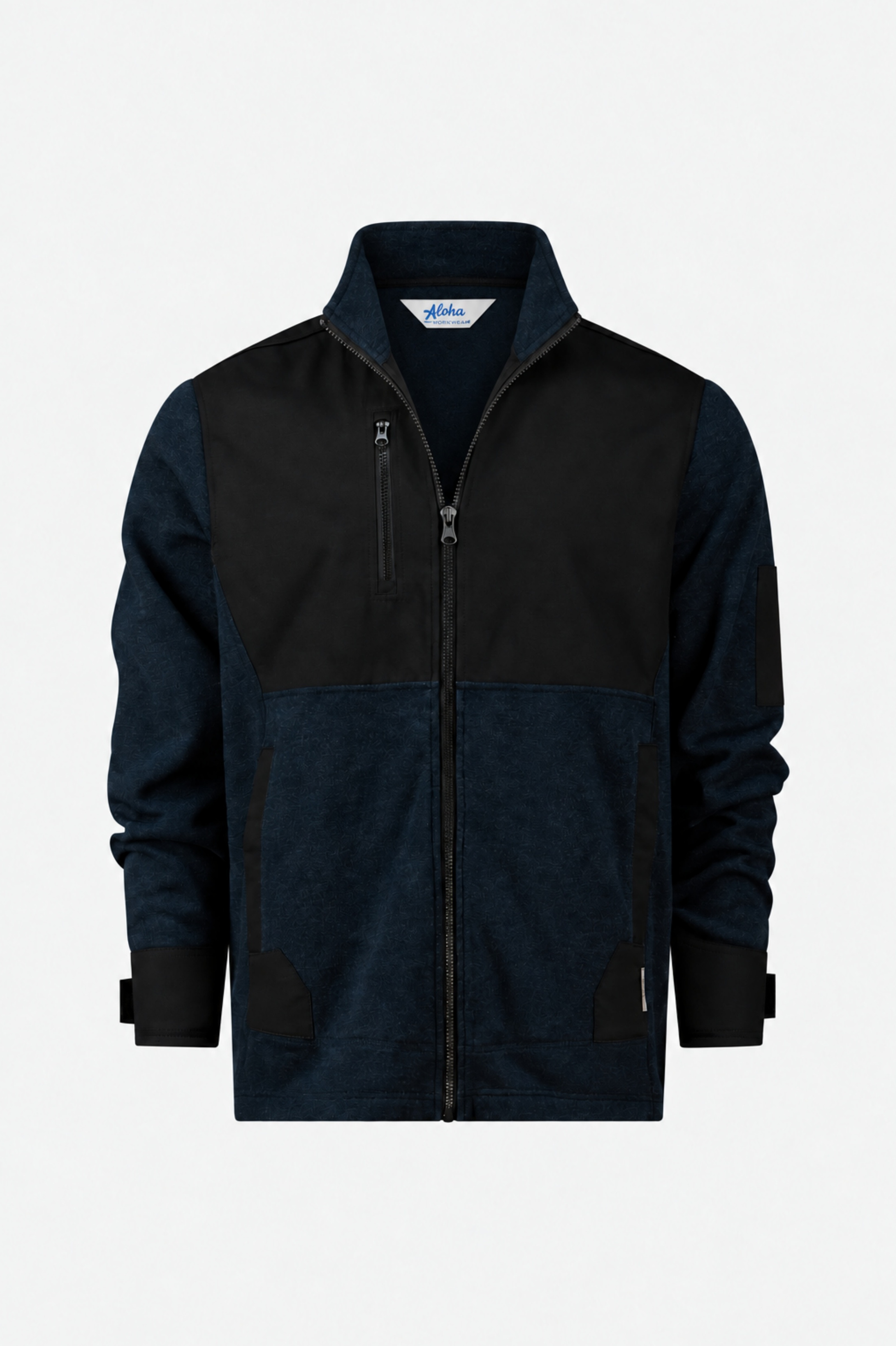 Aloha FR Blend Zip Front Sweatshirt with No Hood Navy/Black